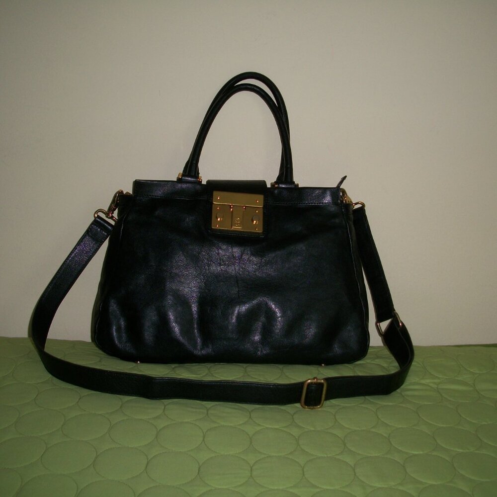 TORY BURCH Black Leather Holland Sachel/Crossbody Bag